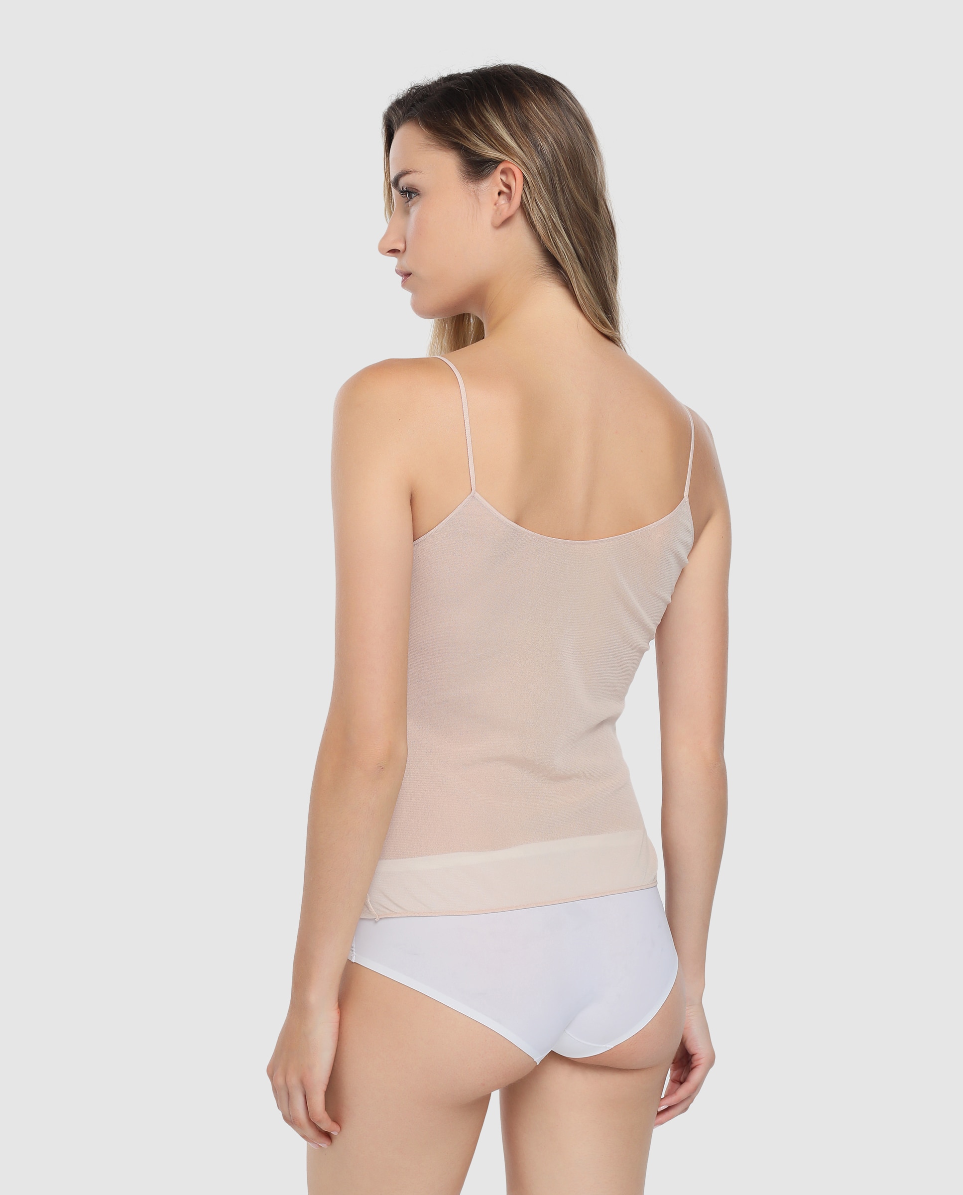 Camisola interior de mulher Janira básica com alças Marfim-2