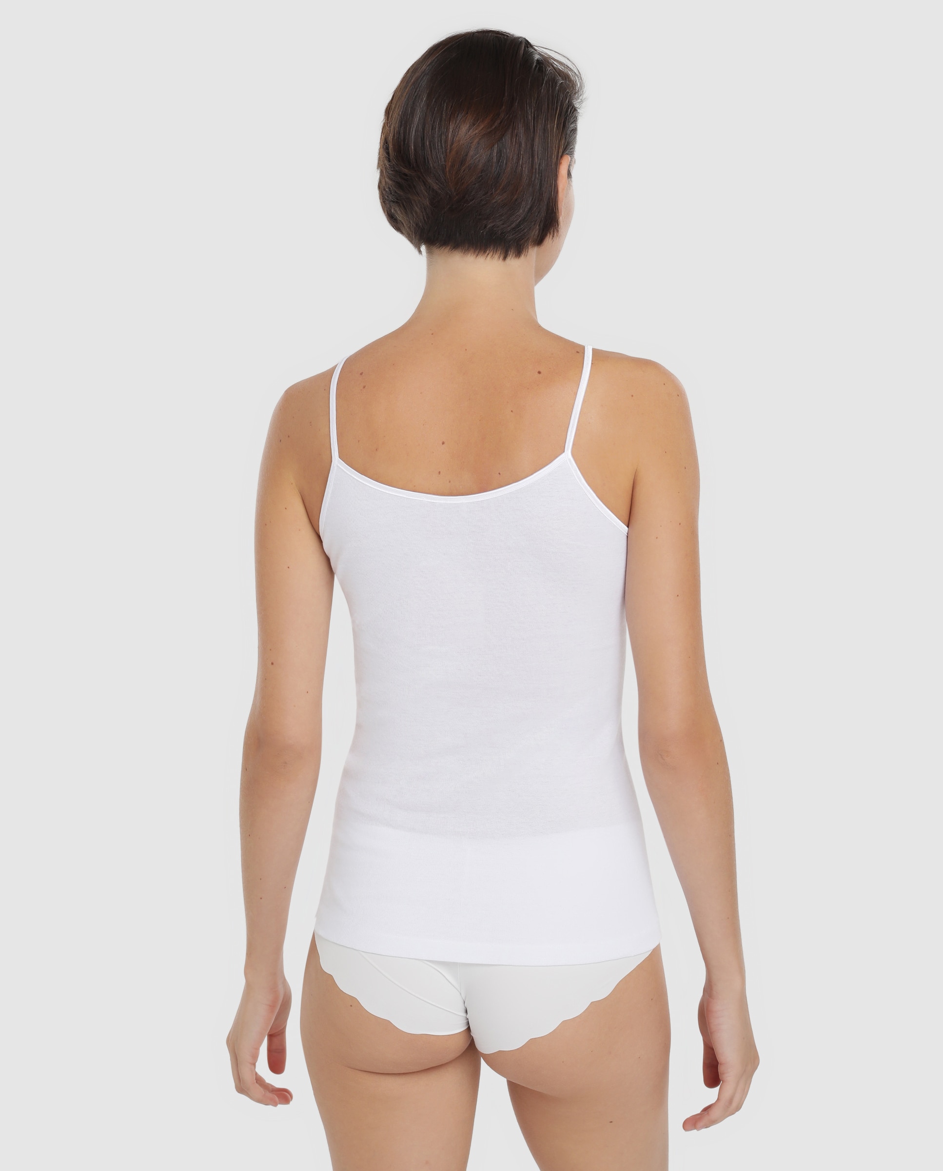 T-shirt branca de algodão com alças finas Branco-2