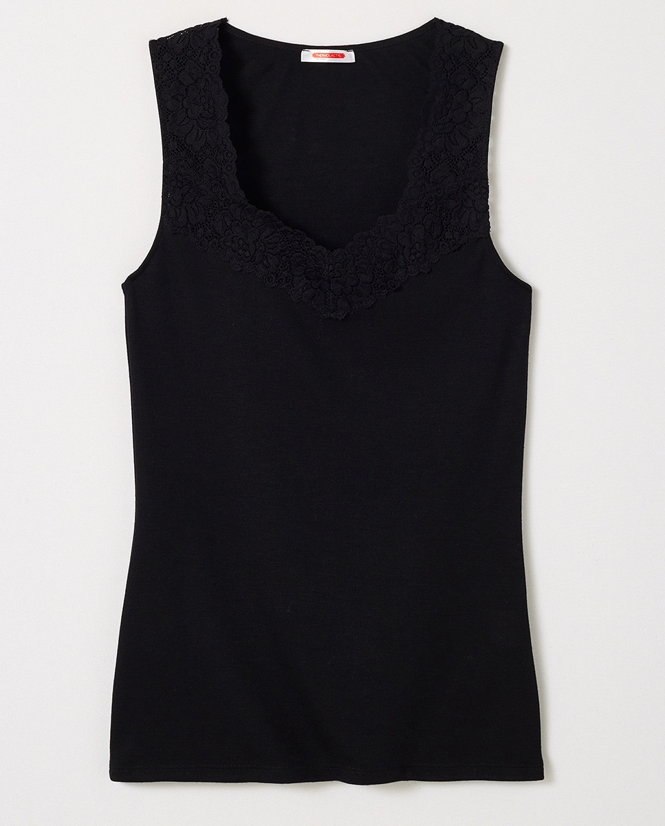 Camisola Interior Térmica com Alças Feminin Touch Preto-4