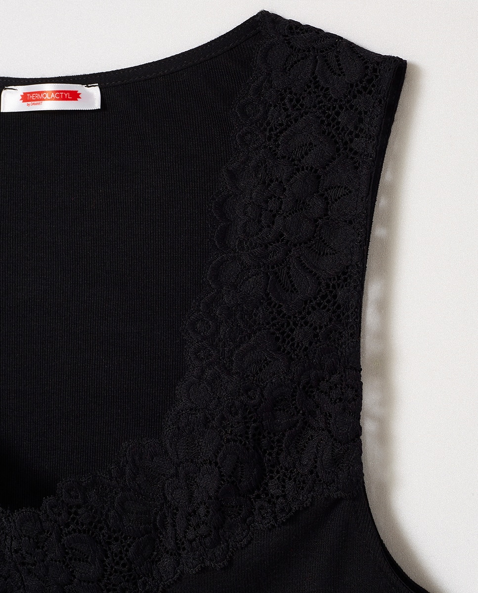 Camisola Interior Térmica com Alças Feminin Touch Preto-5