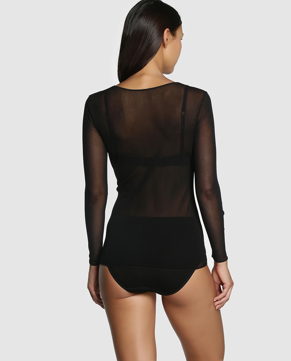 Camiseta interior de tul de mujer Janira - Negro Negro-2