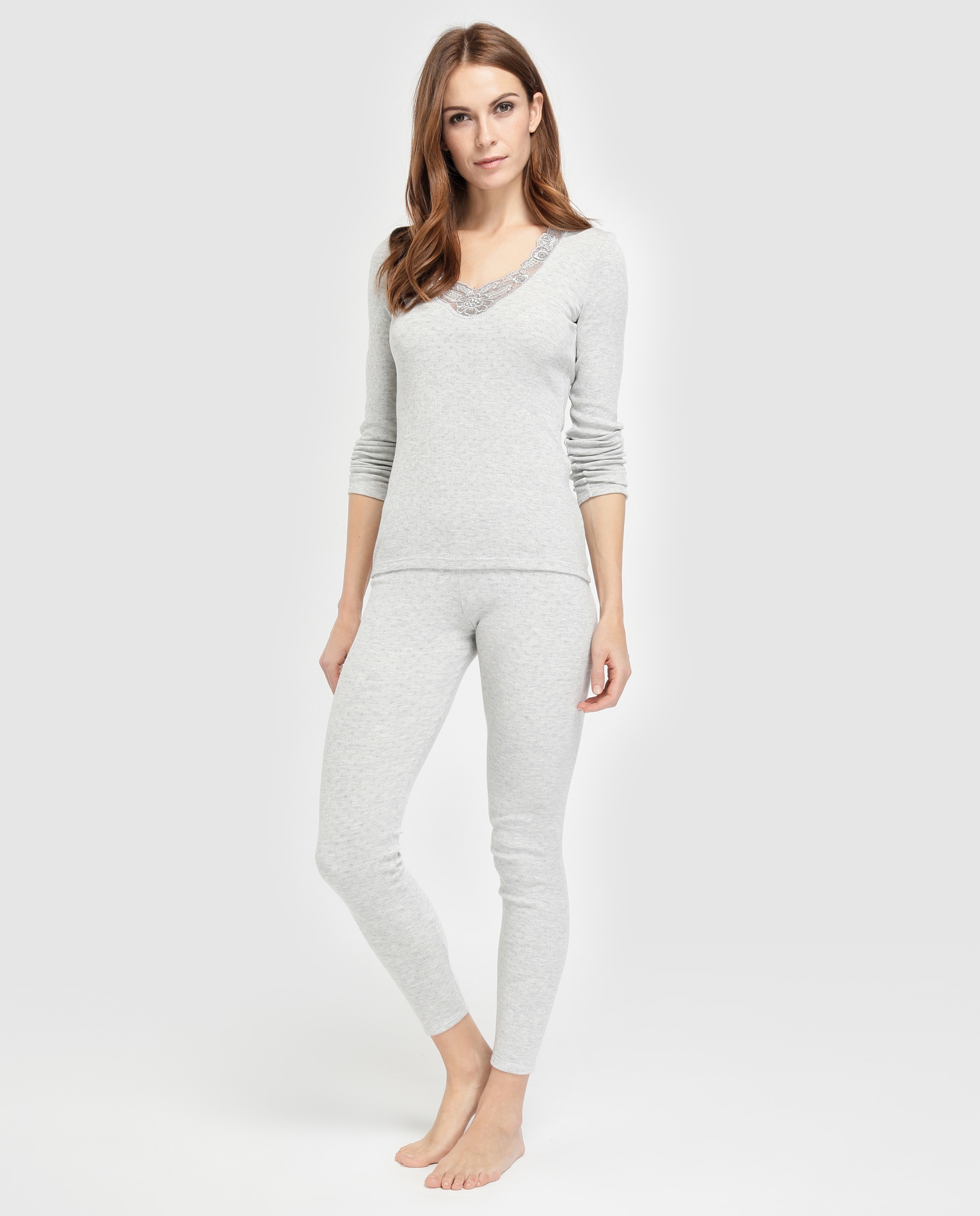 Camiseta interior de mujer térmica Fancy Knit Thermolactyl grado 4 - Damart - Blanco Blanco-1