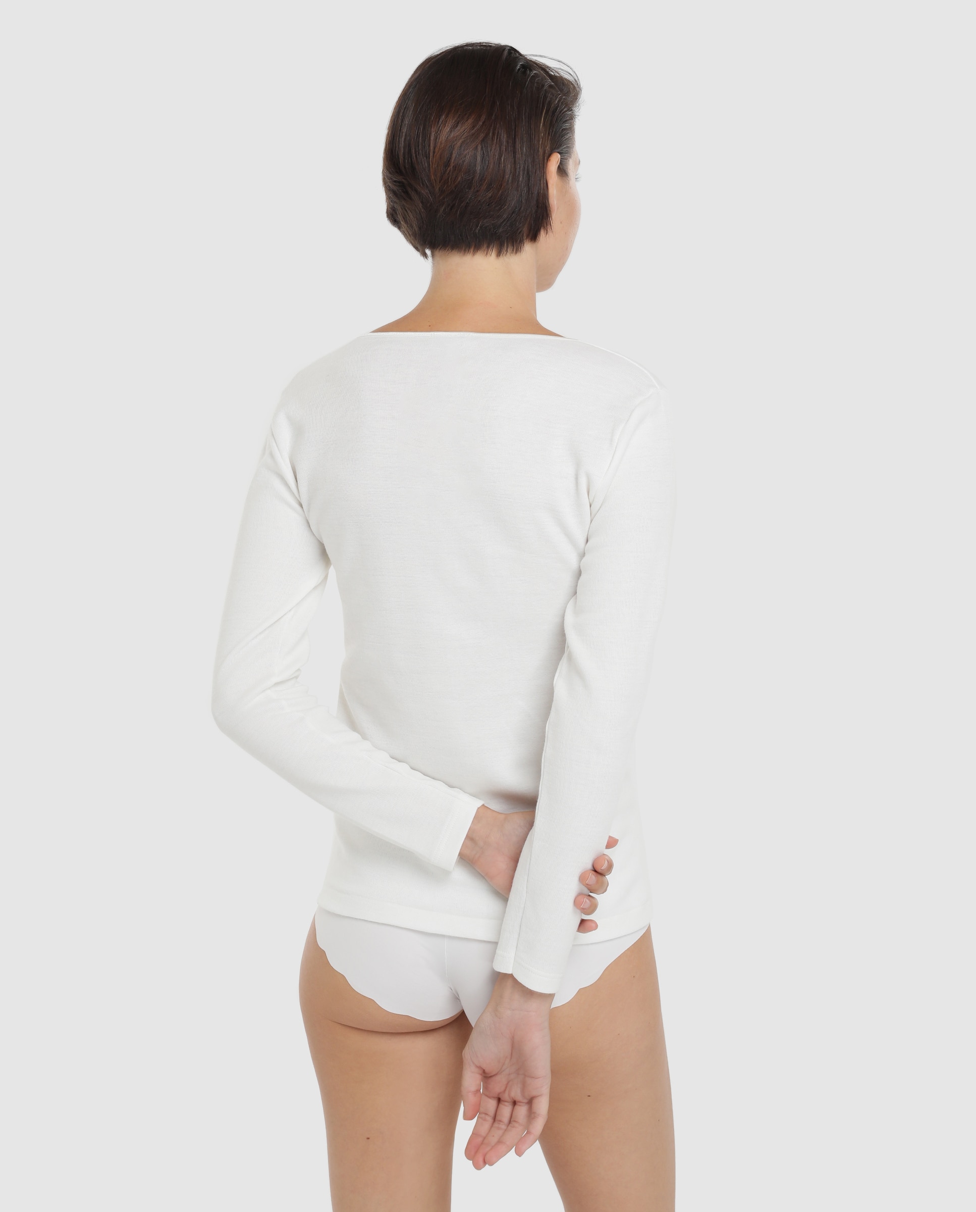 Camisola branca de manga comprida Branco-2