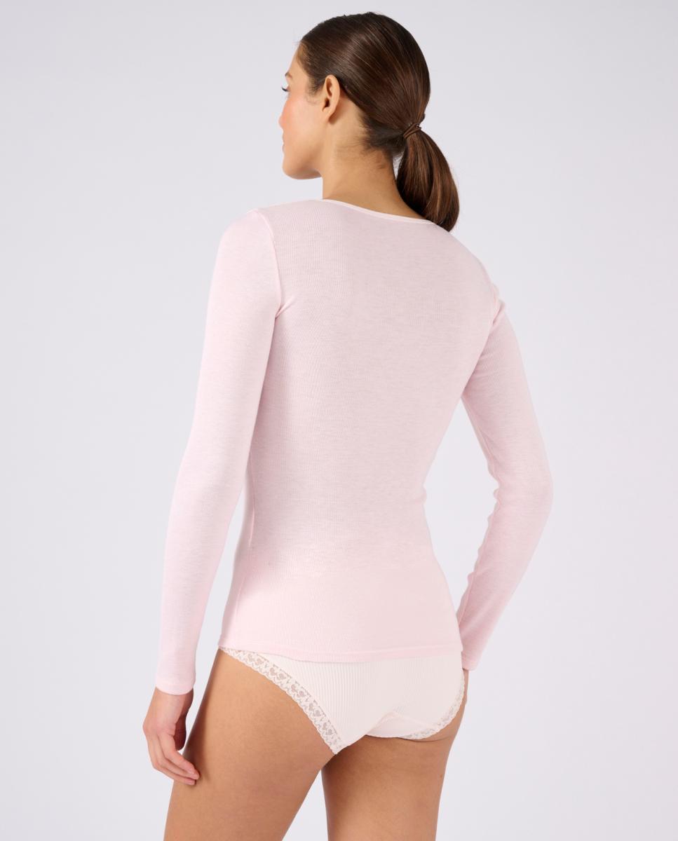 Camisola Interior Térmica de Manga Comprida com Canelado Fino Thermolactyl Preto-3
