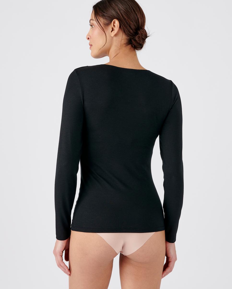 Camisola Interior Térmica de Manga Comprida de Renda Thermolactyl Sensitive Invisível Natural-3
