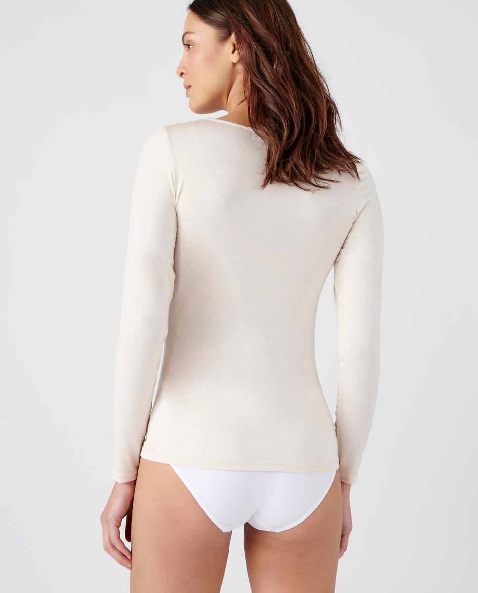 Camisola Interior Térmica de Renda Thermolactyl Sensitive Invisível Preto-4