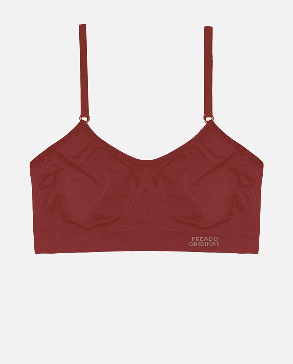 Sujetador de mujer Pecado Original tipo top sin aro - Burdeos Burdeos-3