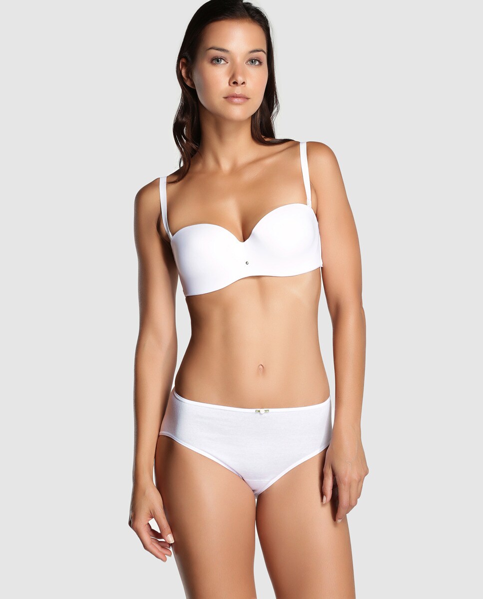 Braga midi de algodón/lycra sin costuras - Avet - Blanco Blanco-3