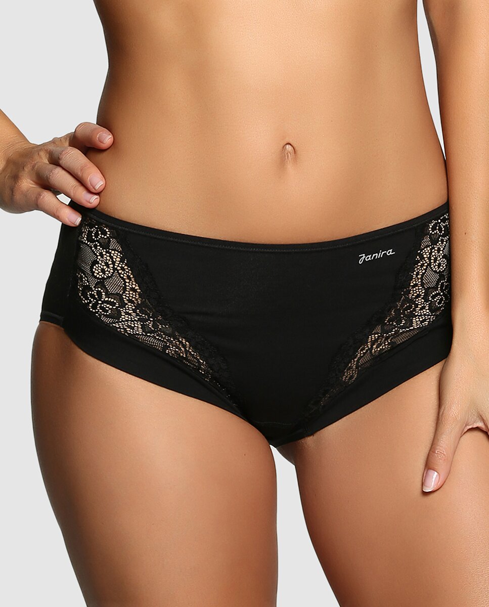 Cuecas de algodão para peles sensíveis de mulher Janira Preto-1