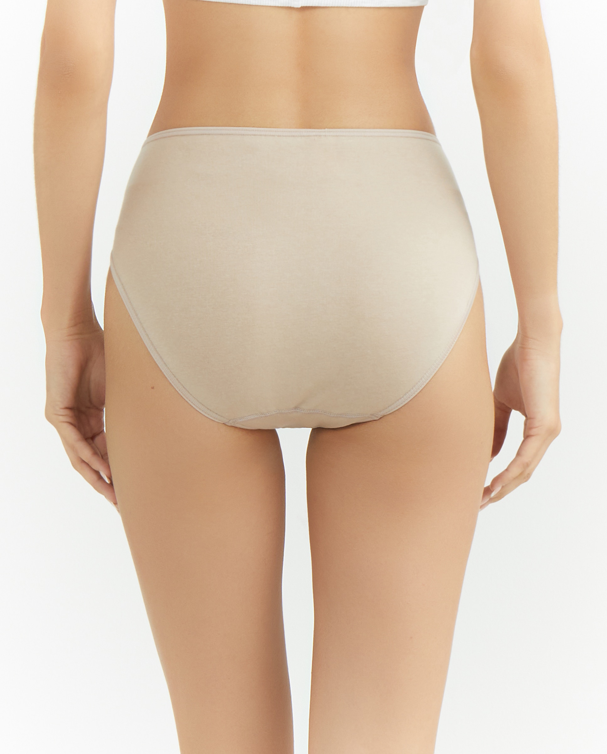 Cueca Midi de Algodão/Licra sem Costuras Areia-2