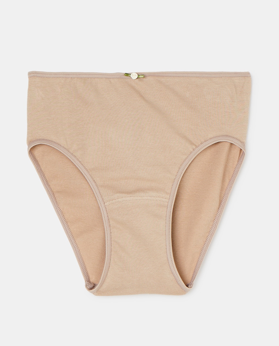 Cueca Midi de Algodão/Licra sem Costuras Areia-4