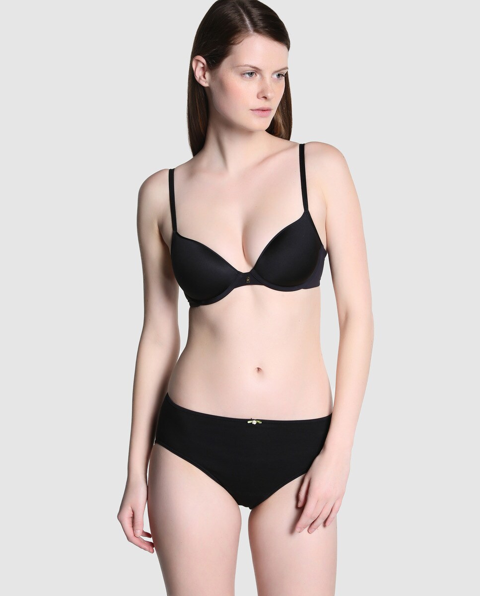 Braga midi de algodón/lycra sin costuras - Avet - Negro Negro-3