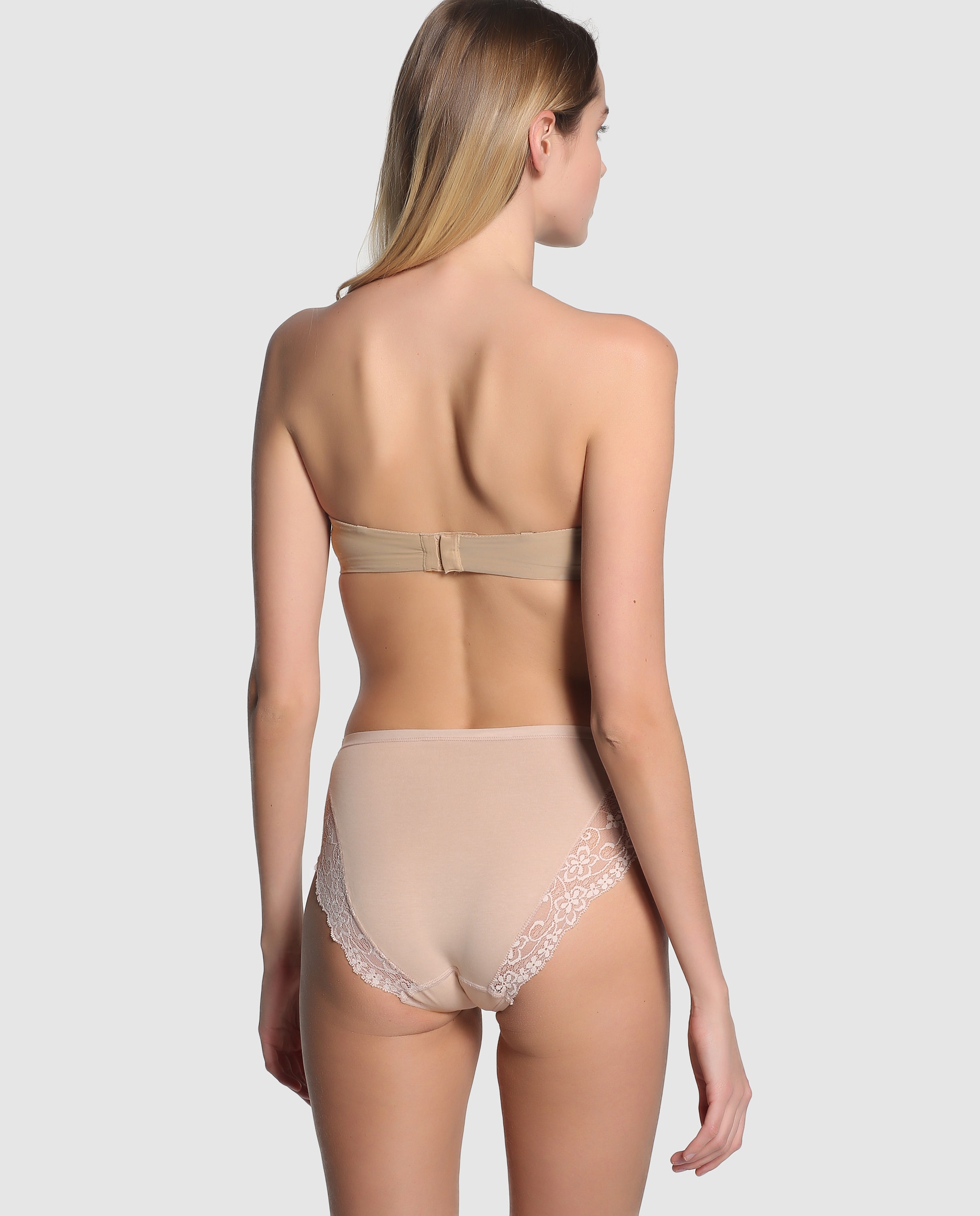 Cuecas de algodão com renda de mulher Janira Bege-2