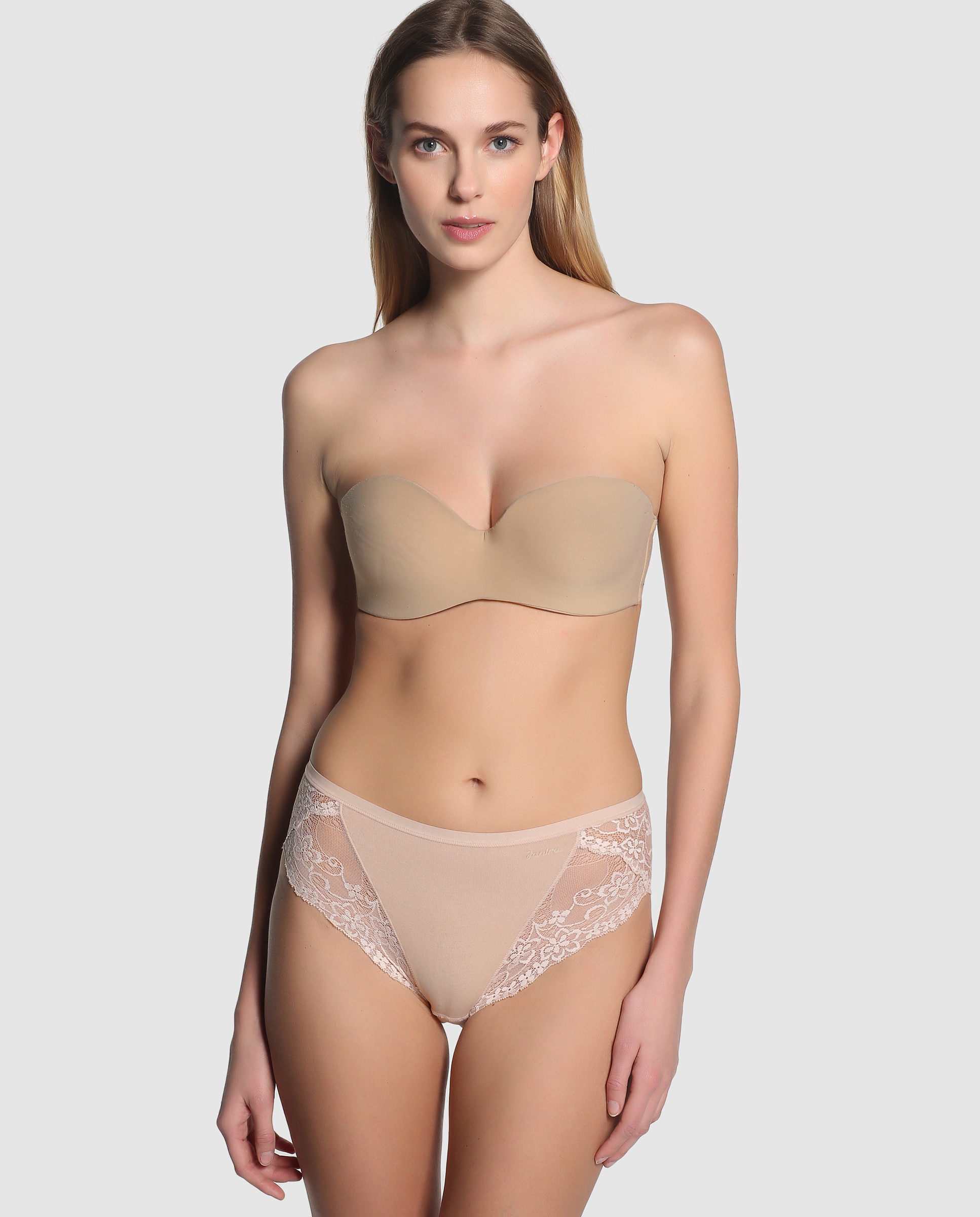 Cuecas de algodão com renda de mulher Janira Bege-3