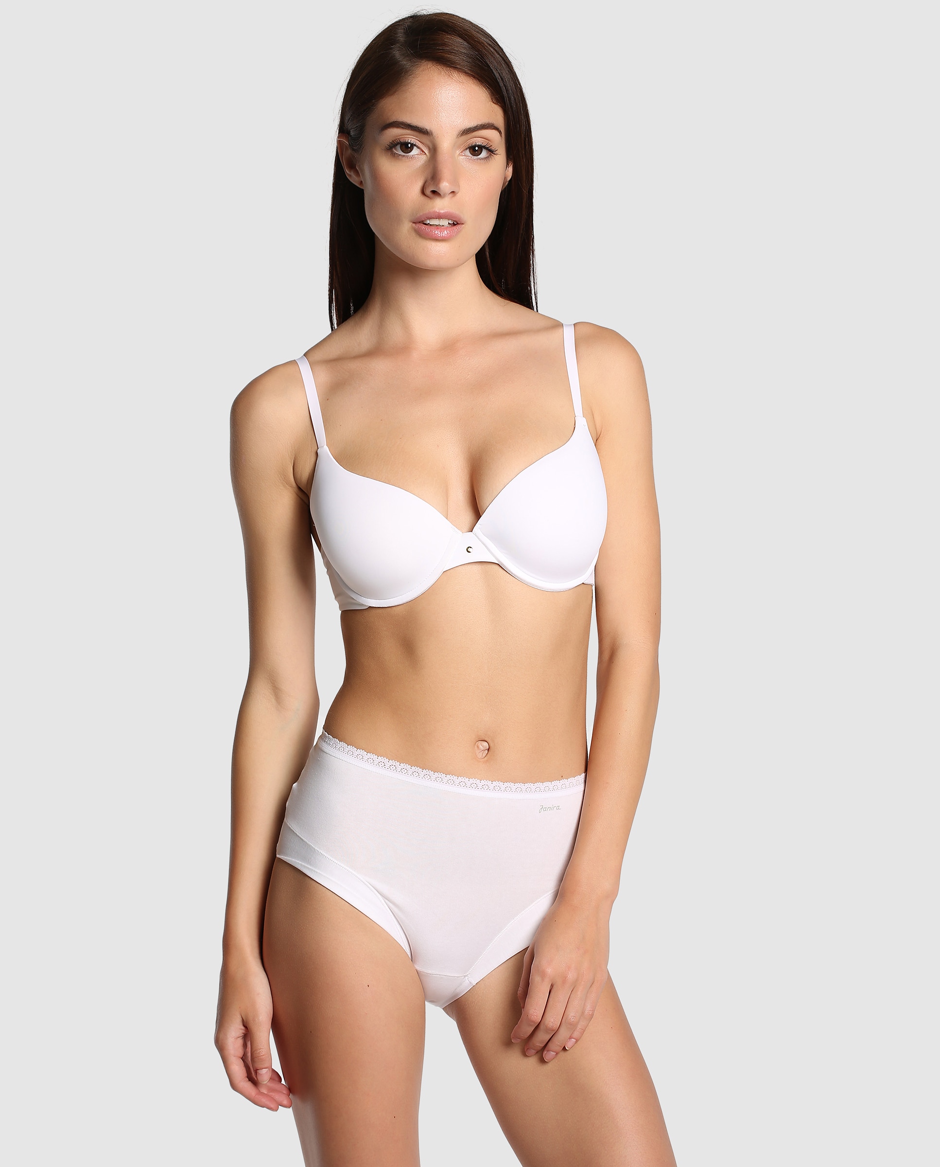 Cuecas altas de mulher Janira de corte clássico lisas Branco-3