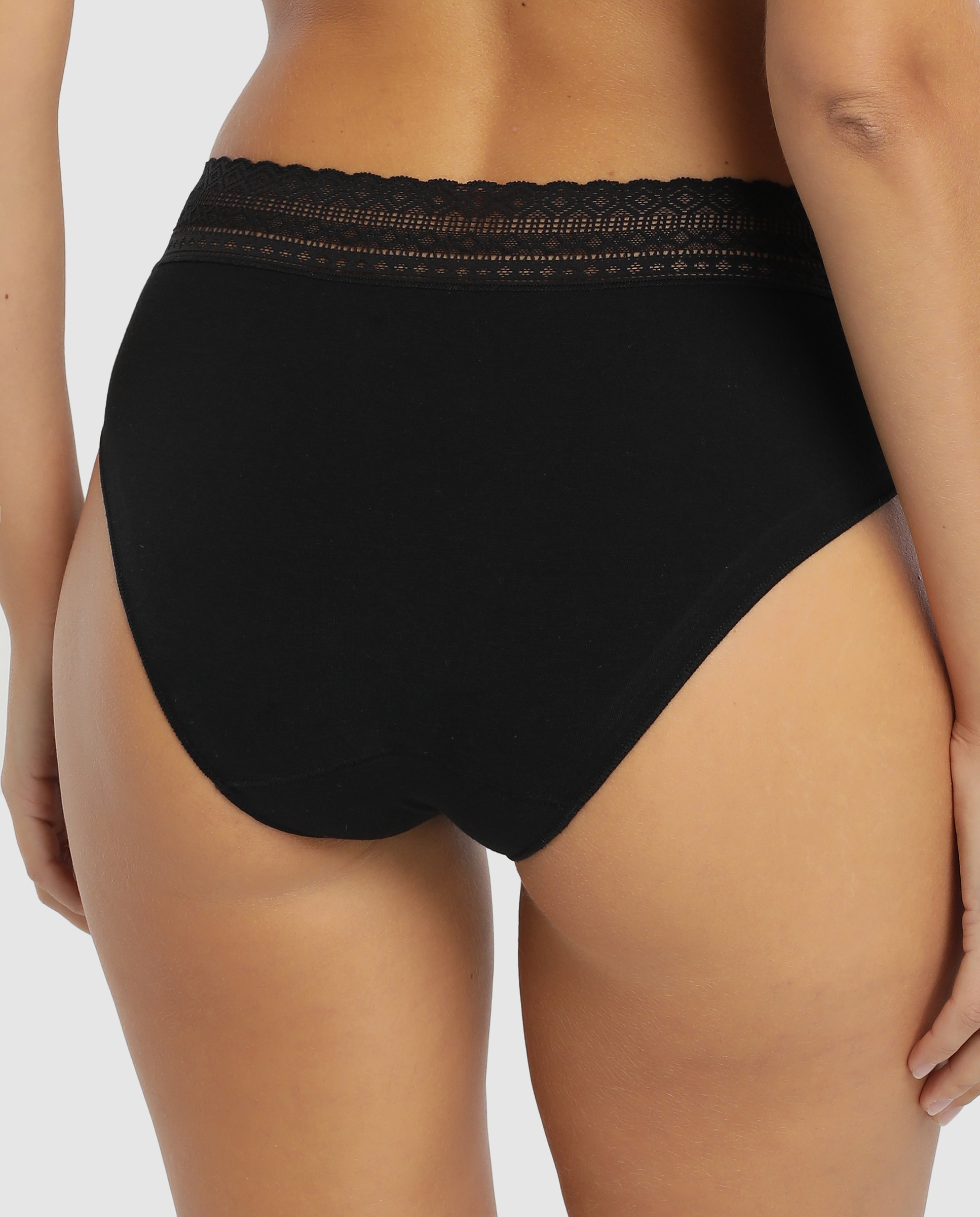 Braga con puntilla elastica en cintura en algodón/lycra - Avet - Negro Negro-2