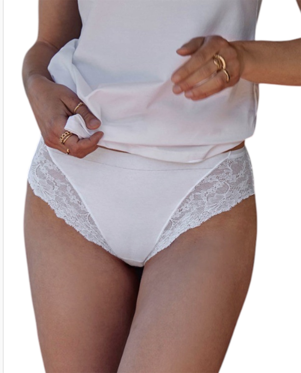 Bragas alta clásicas lisas de mujer - Janira - Blanco Blanco-1