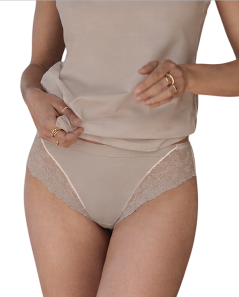 Imagen 0 de Bragas alta clásicas lisas de mujer Beige