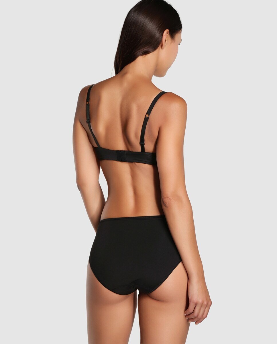 Cueca Midi de Microfibra/Licra Preto-2