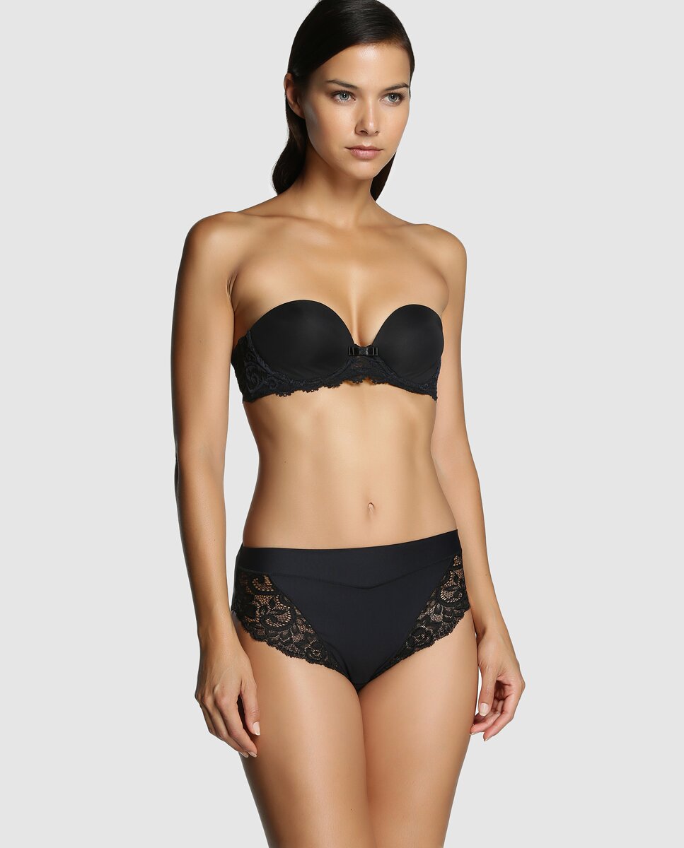 Braga con encaje floral de mujer Janira - Negro Negro-3
