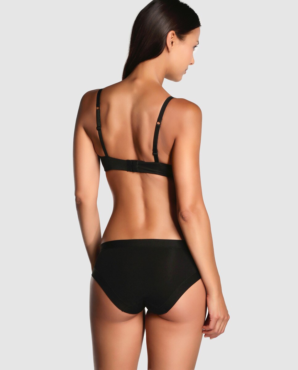 Cueca Midi de Microfibra/Licra Série Golden Preto-2