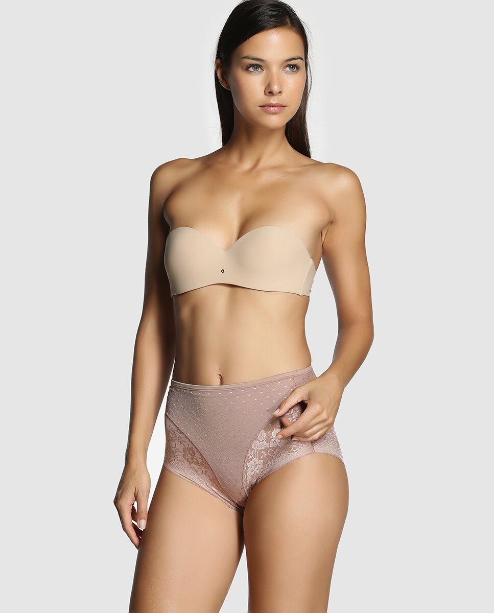 Braga moldeadora con control y diseño floral de mujer Janira - Beige Beige-3