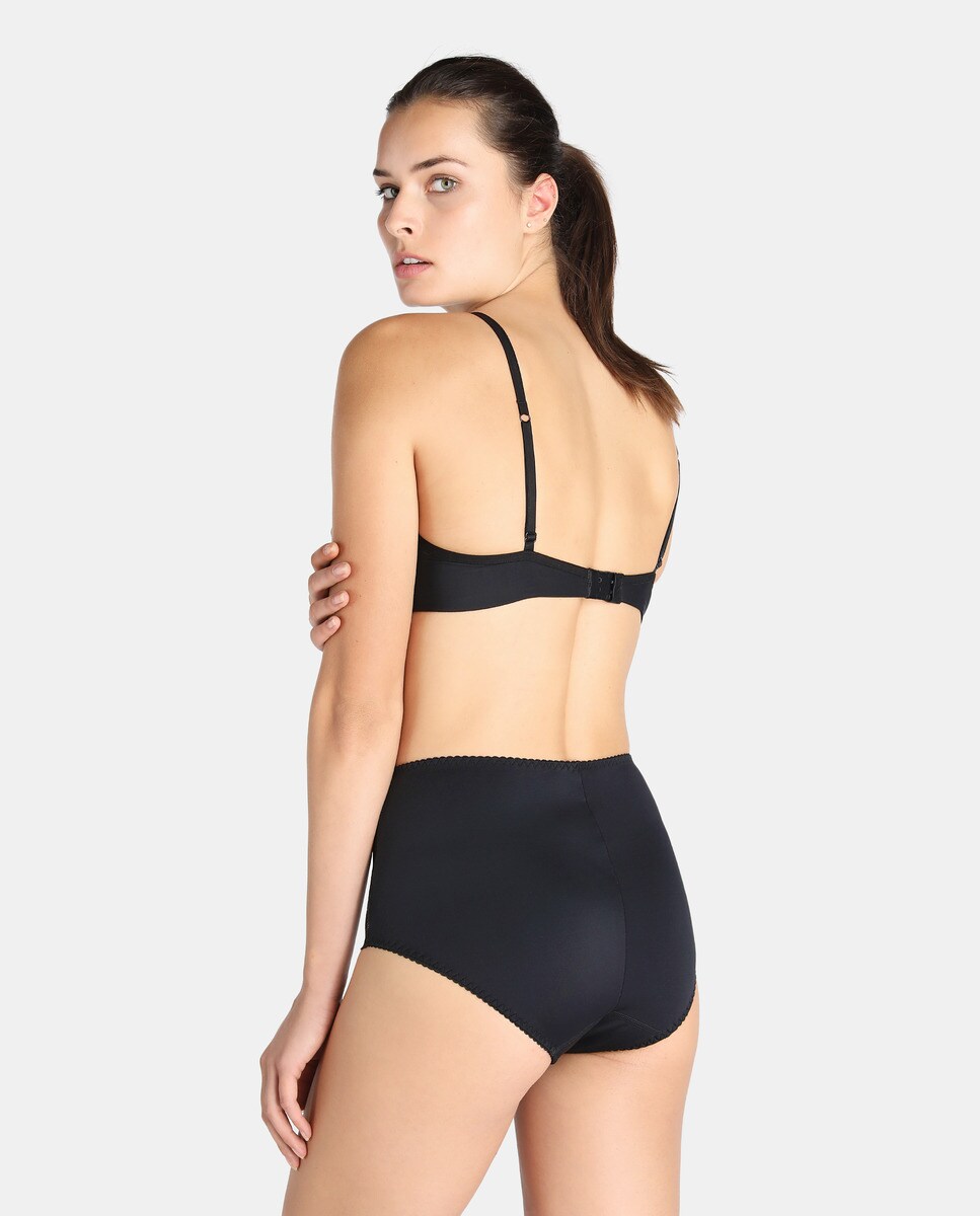 Cuecas altas de mulher Teres com renda e strass Preto-2