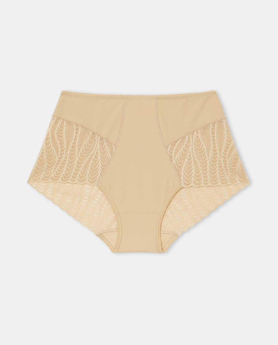 Cueca de Corte Laser com Renda Bege-3