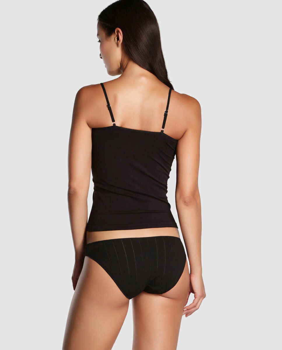 Cueca Mini Super Elástica em Tecido de Malha Aberta de Algodão e Licra Preto-2