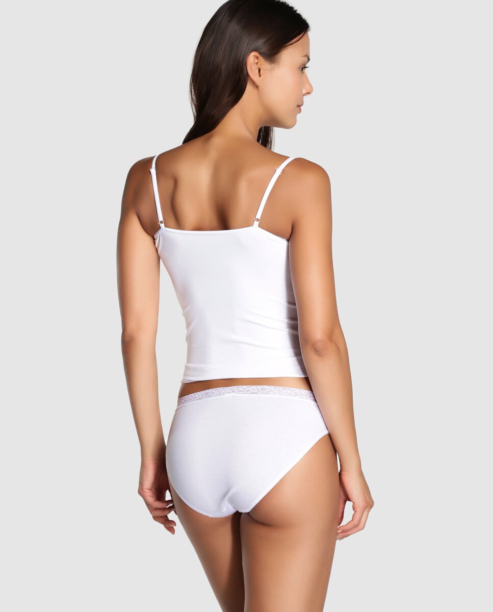 Cueca Mini de Algodão/Licra com Renda e sem Costuras Branco-2