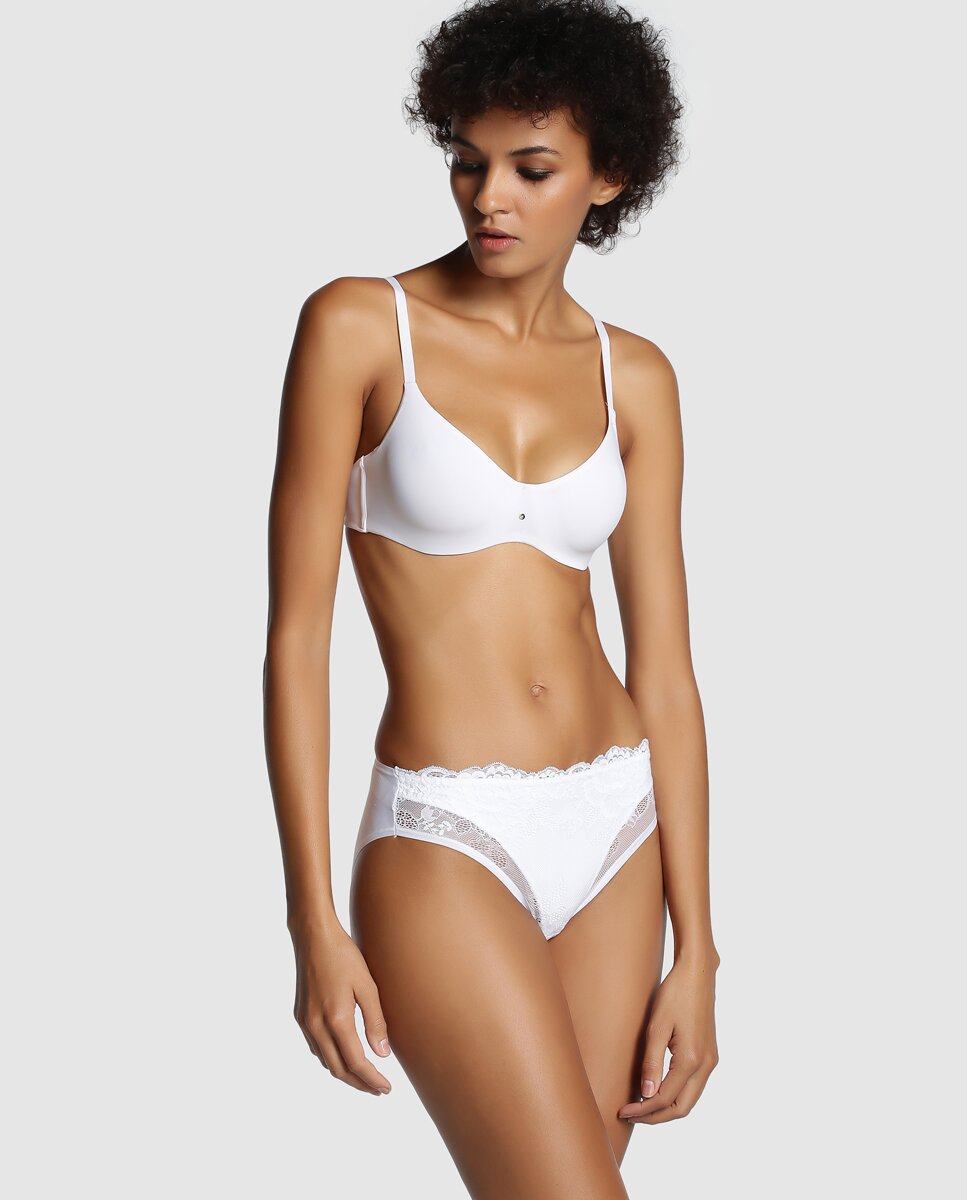 Cuecas de renda mark-free de mulher Janira Branco-3
