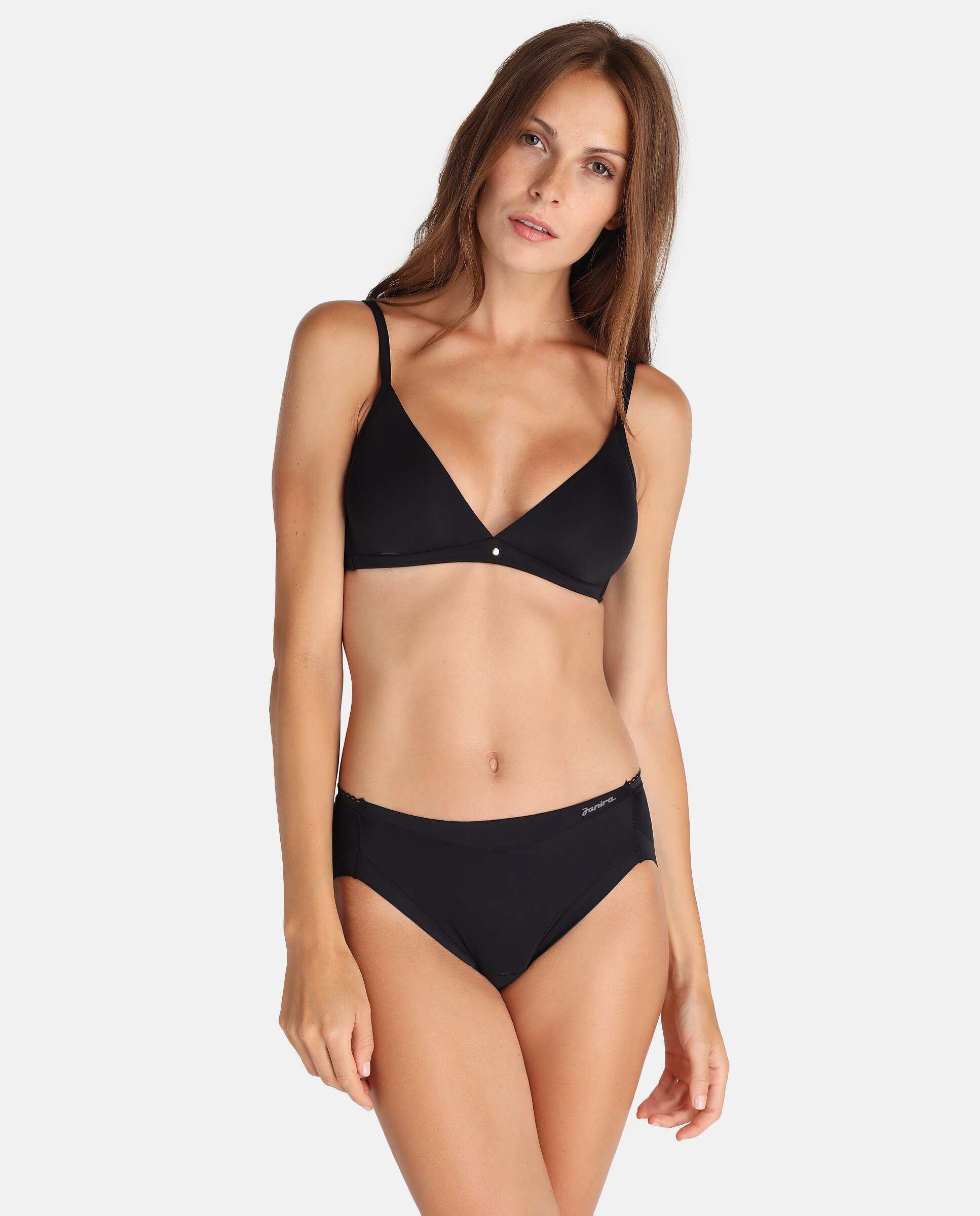 Braga alta de mujer Janira de corte clásico con costuras - Negro Negro-3