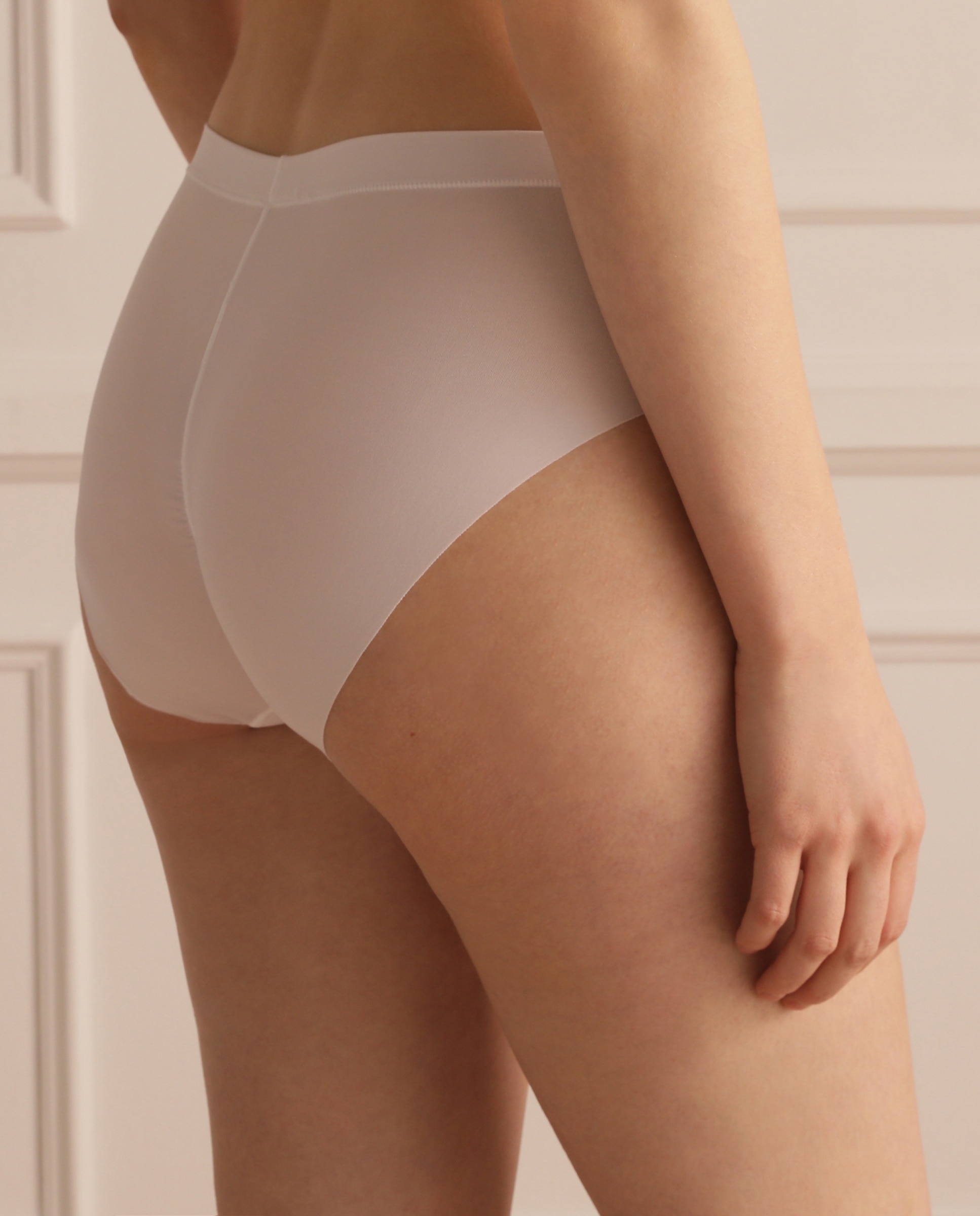 Cueca lisa de cintura intermédia Branco-2