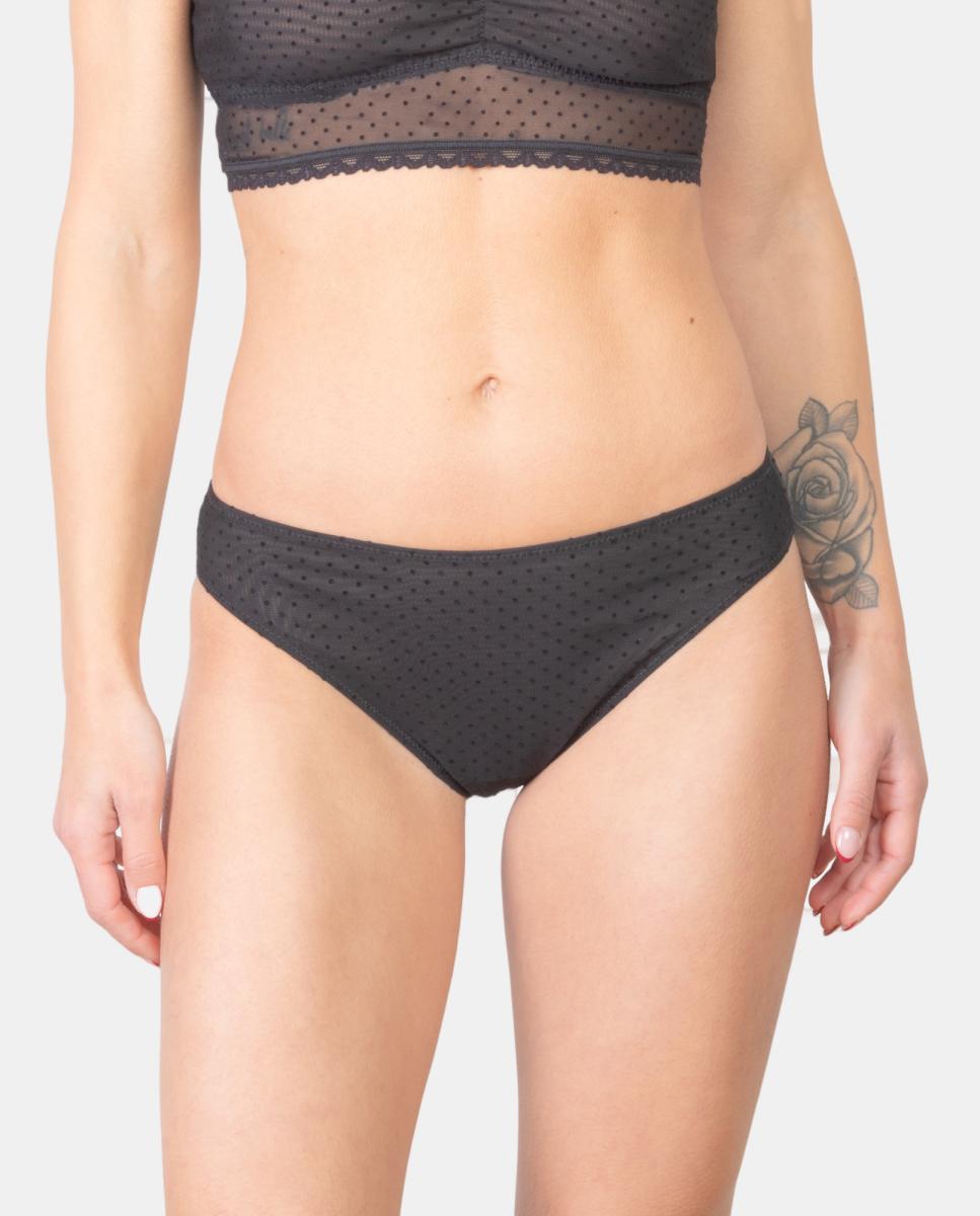 Cueca de Biquíni com Plumetti Preto-1
