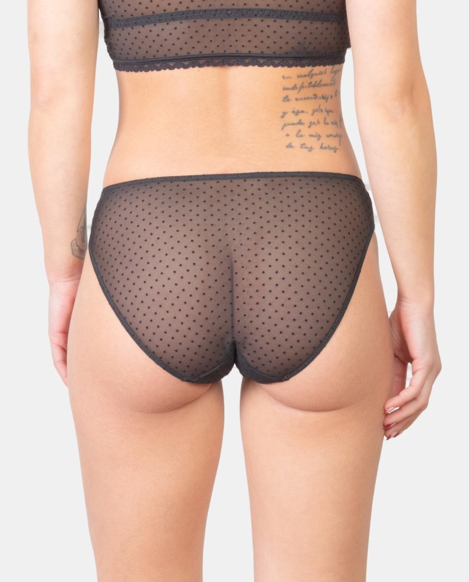 Cueca de Biquíni com Plumetti Preto-2
