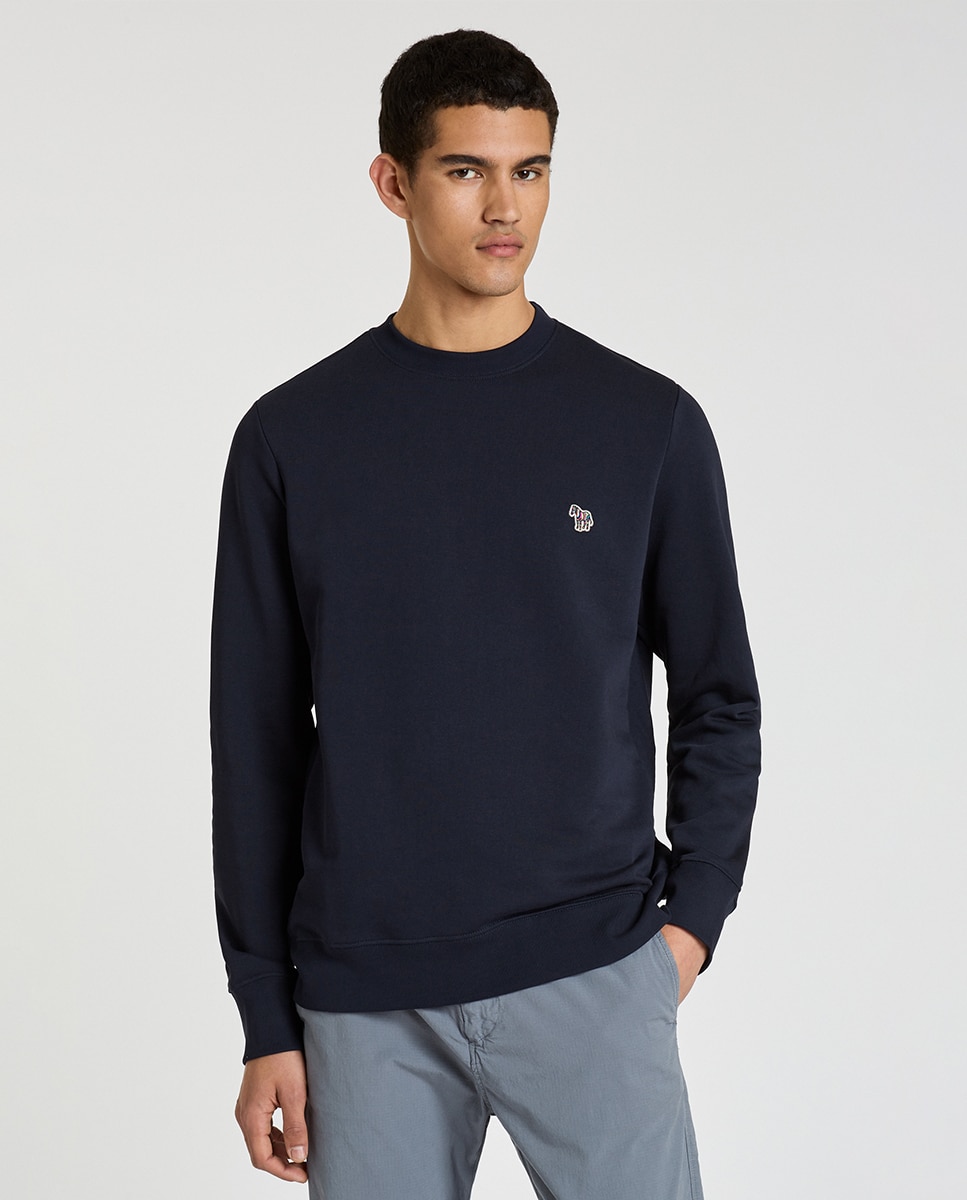 Sweatshirt com Animal Print de Zebra Azul-marinho-1