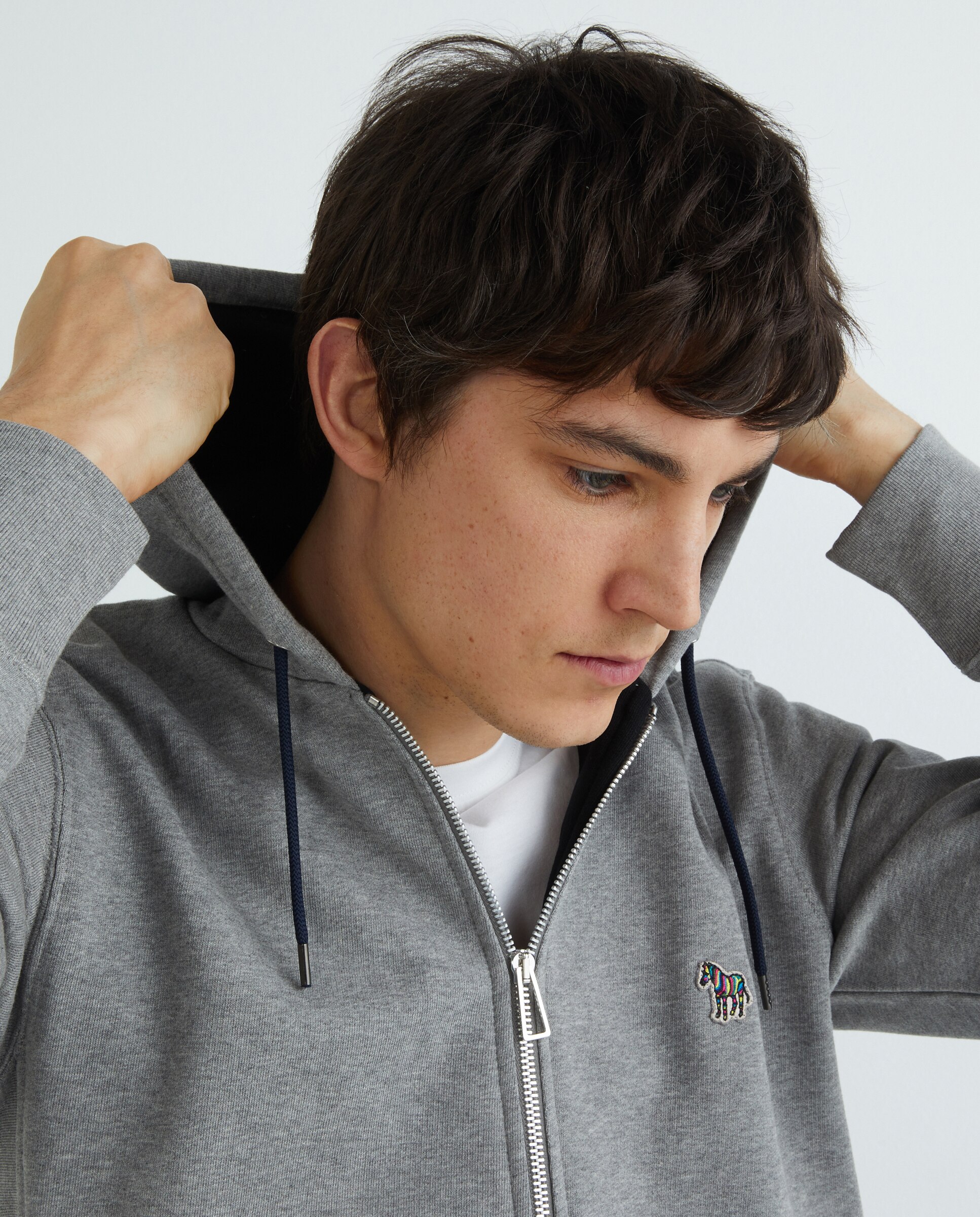 Sweatshirt com Animal Print de Zebra e Capuz Cinzento-3