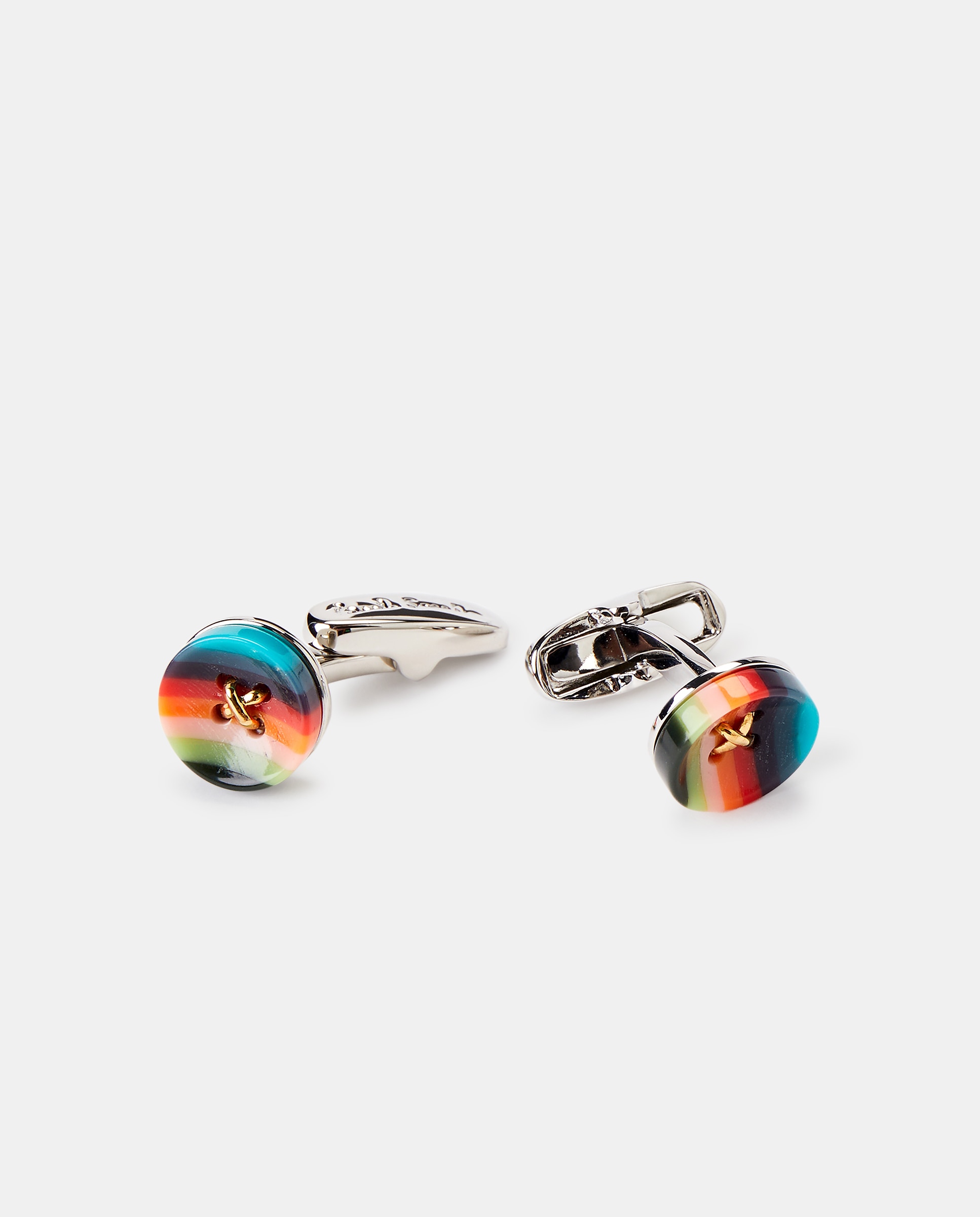 Botões de Punho com Botão e Risca Multicolor-2