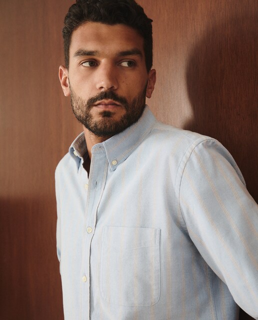 Imagen 0 de Camisa rayas oxford de hombre.