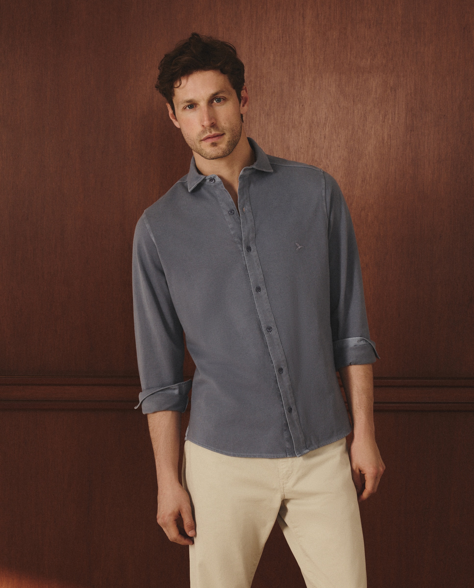 Camisa Piqué Regular Fit Azul-índigo-1