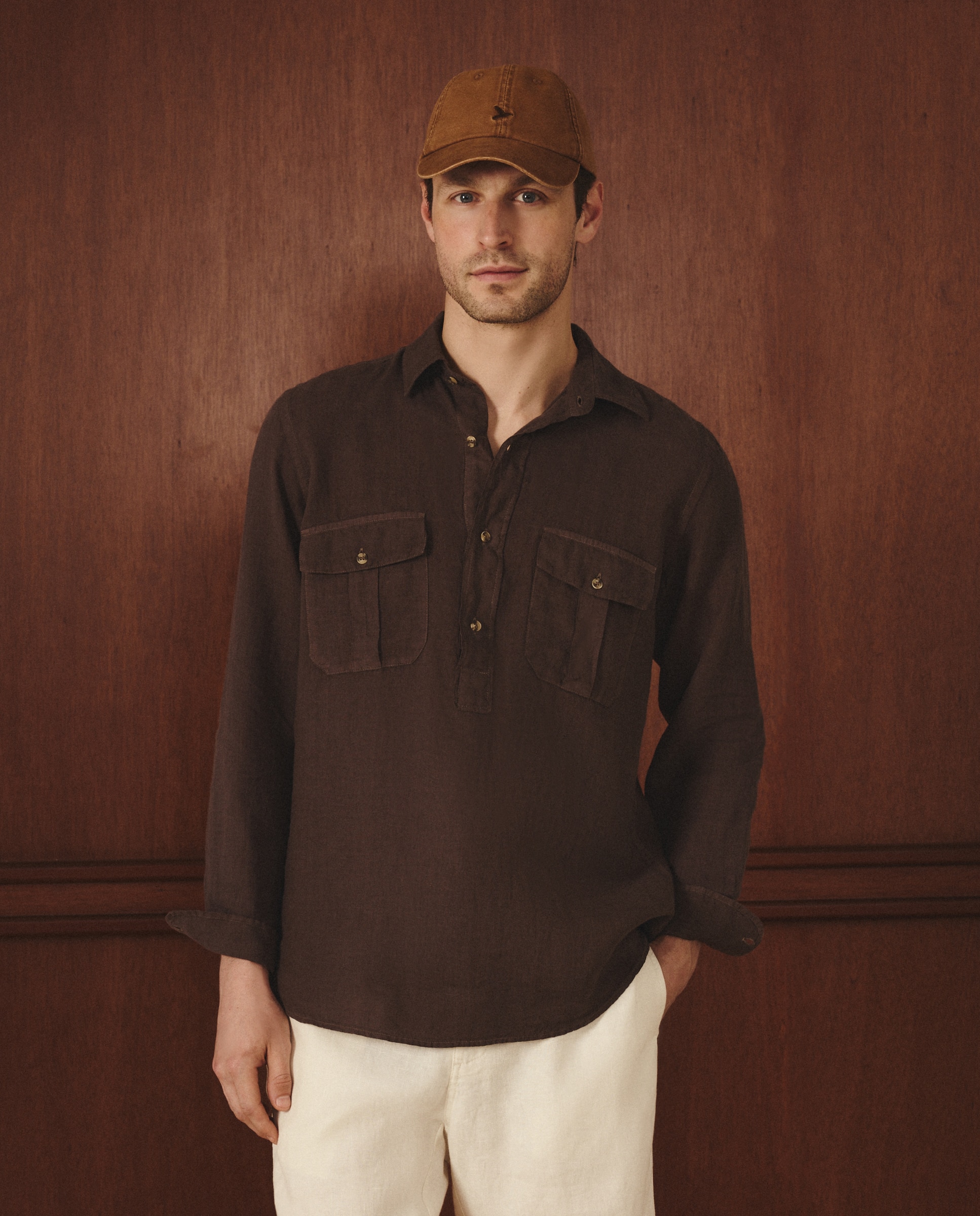 Camisa de lino de hombre classic fit Marrón Lloyd's Marrón-1