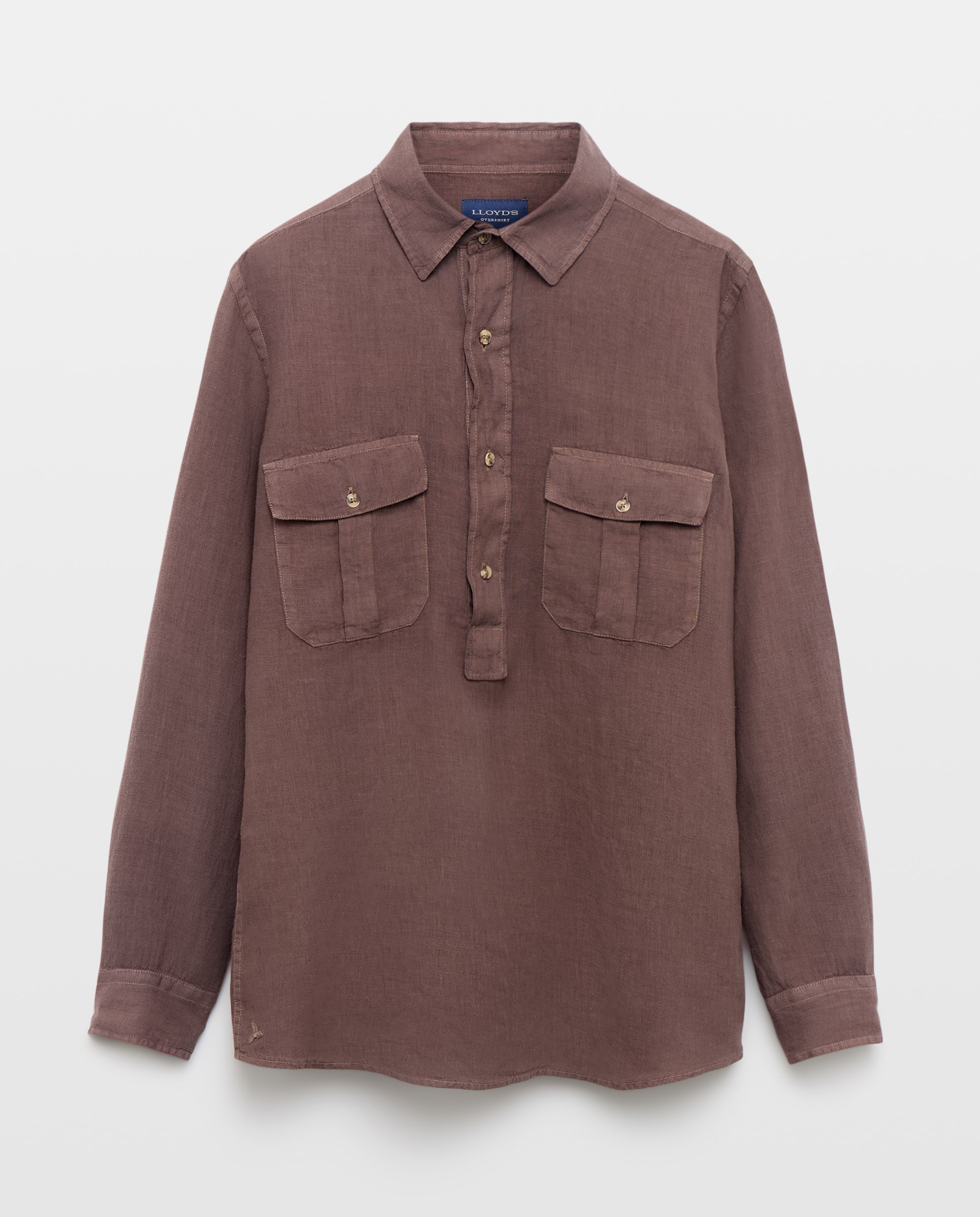 Camisa de lino de hombre classic fit Marrón Lloyd's Marrón-4