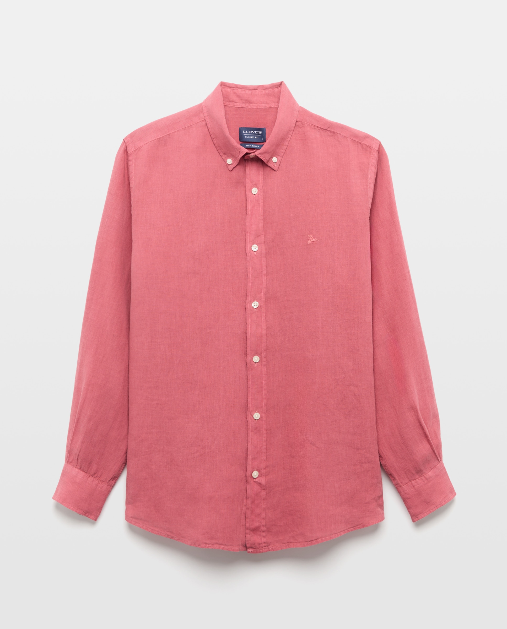 Camisa Classic Fit de Linho Bordeaux-4