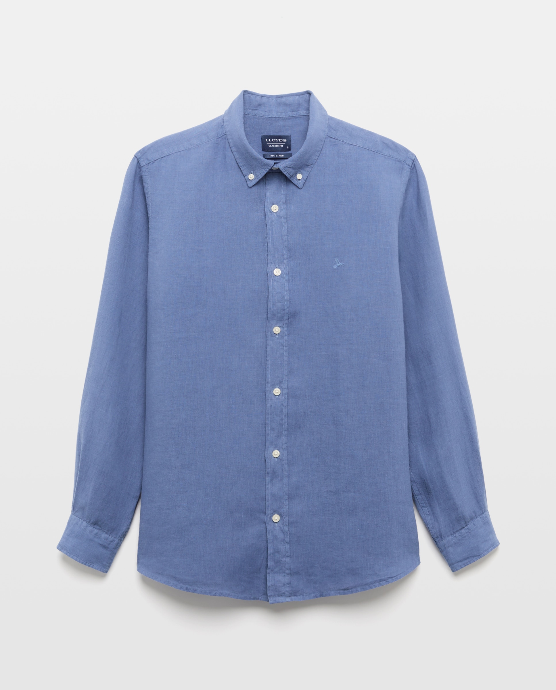 Camisa Classic Fit de Linho Azul-4