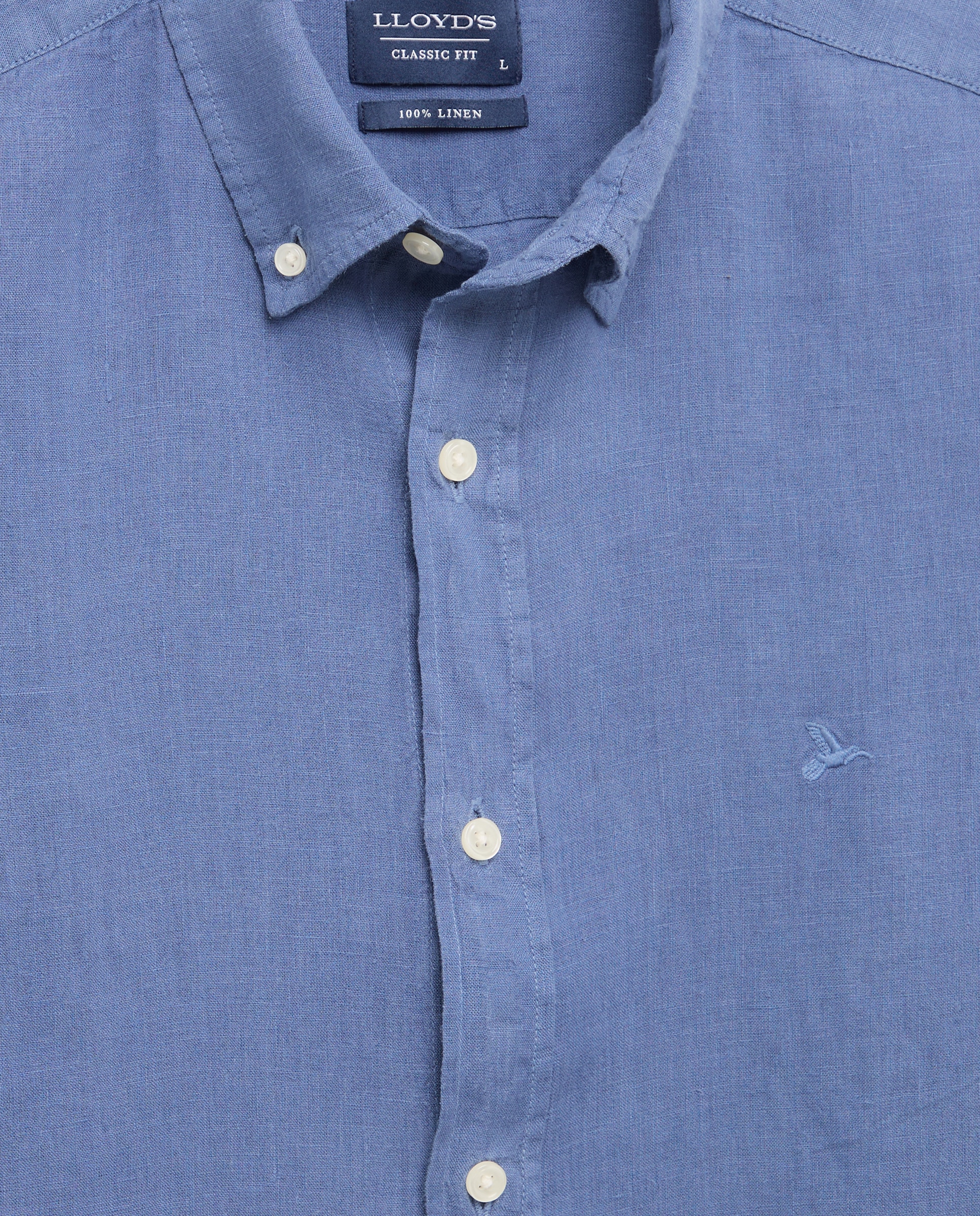 Camisa Classic Fit de Linho Azul-5
