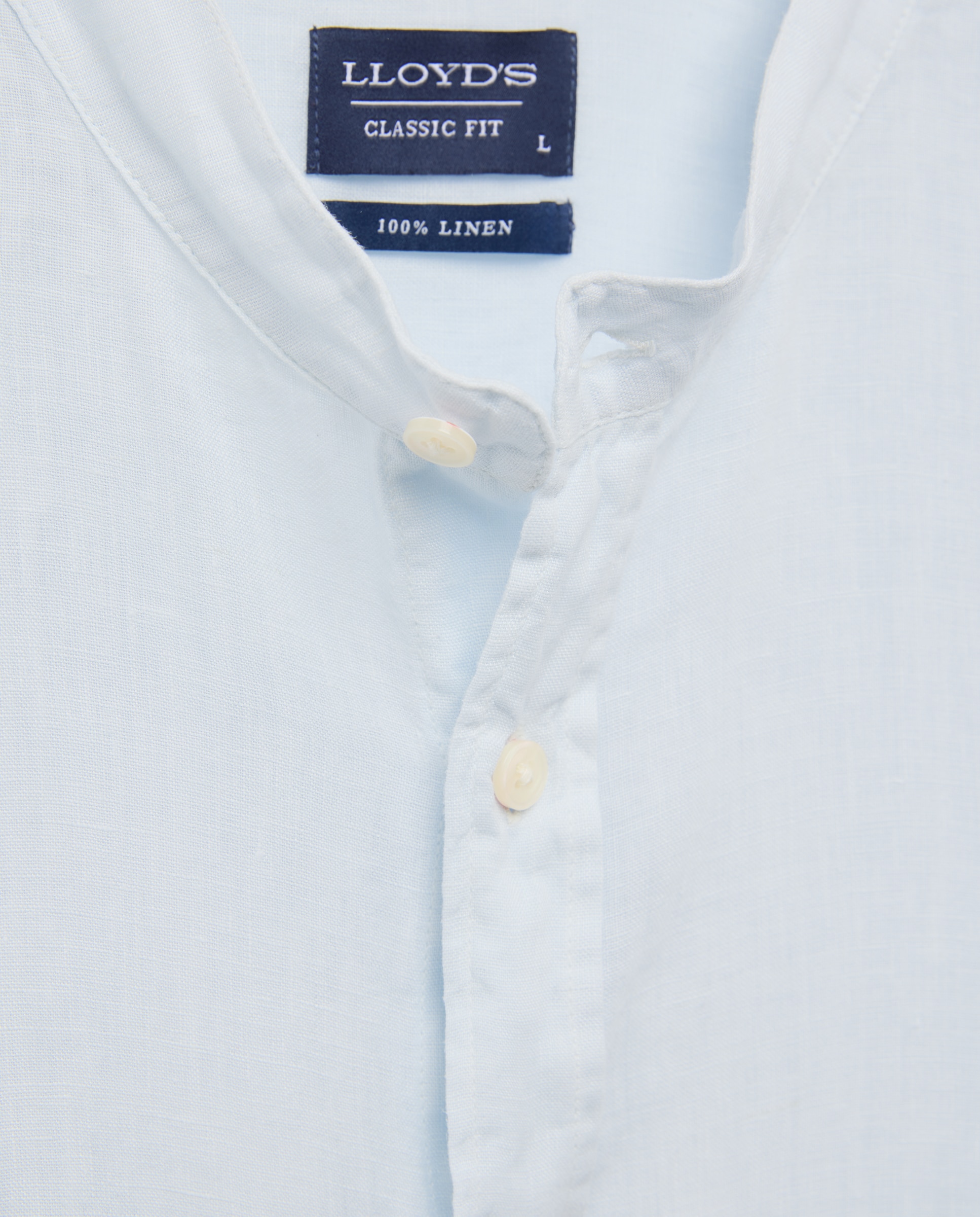 Camisa Classic Fit de Linho Azul-claro-5