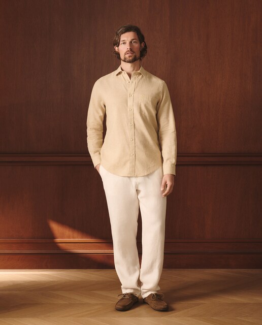 Camisa de lino de hombre slim fit