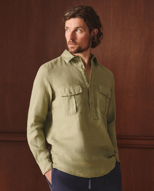 Camisa de lino de hombre classic fit