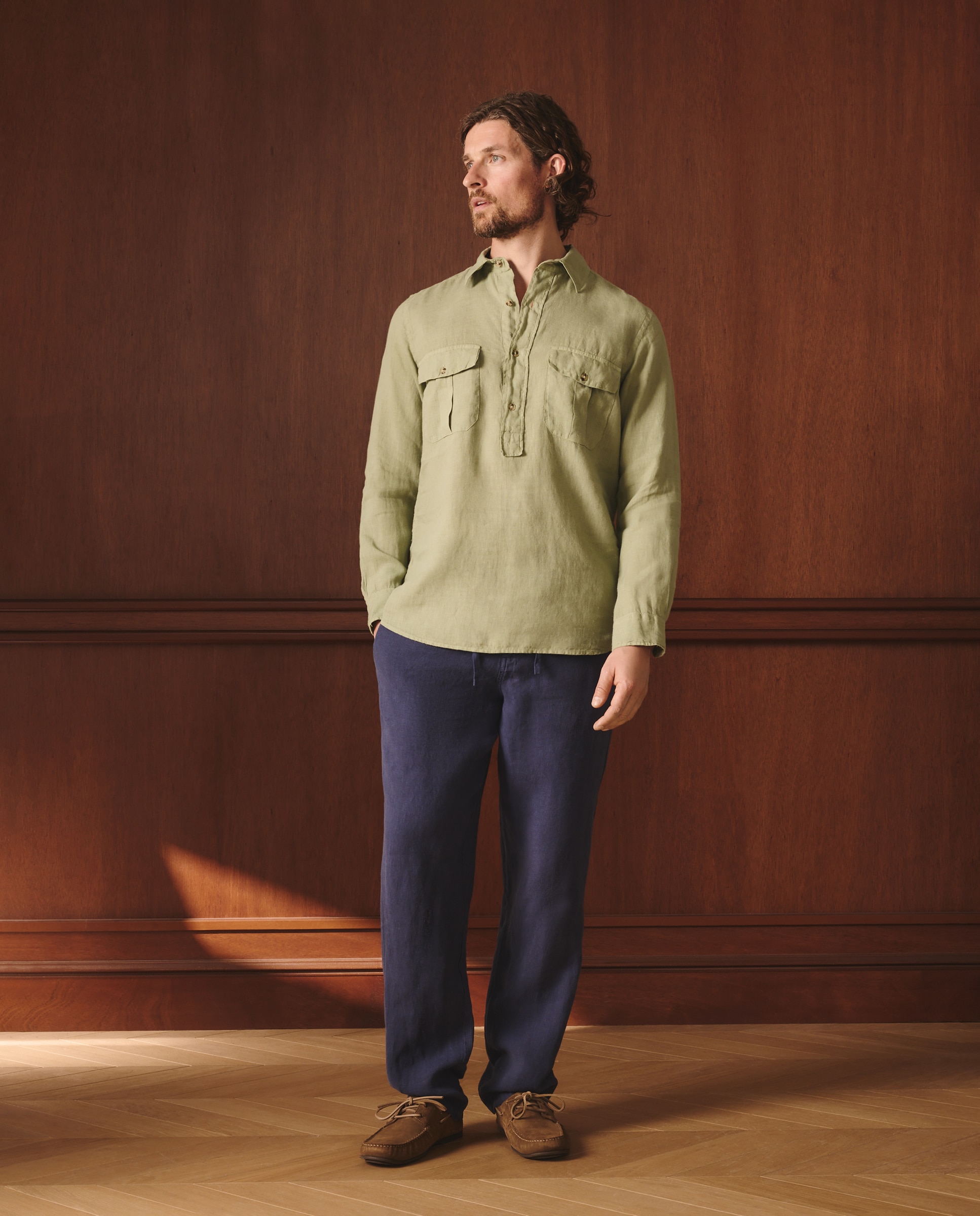 Camisa Classic Fit de Linho Verde-claro-2