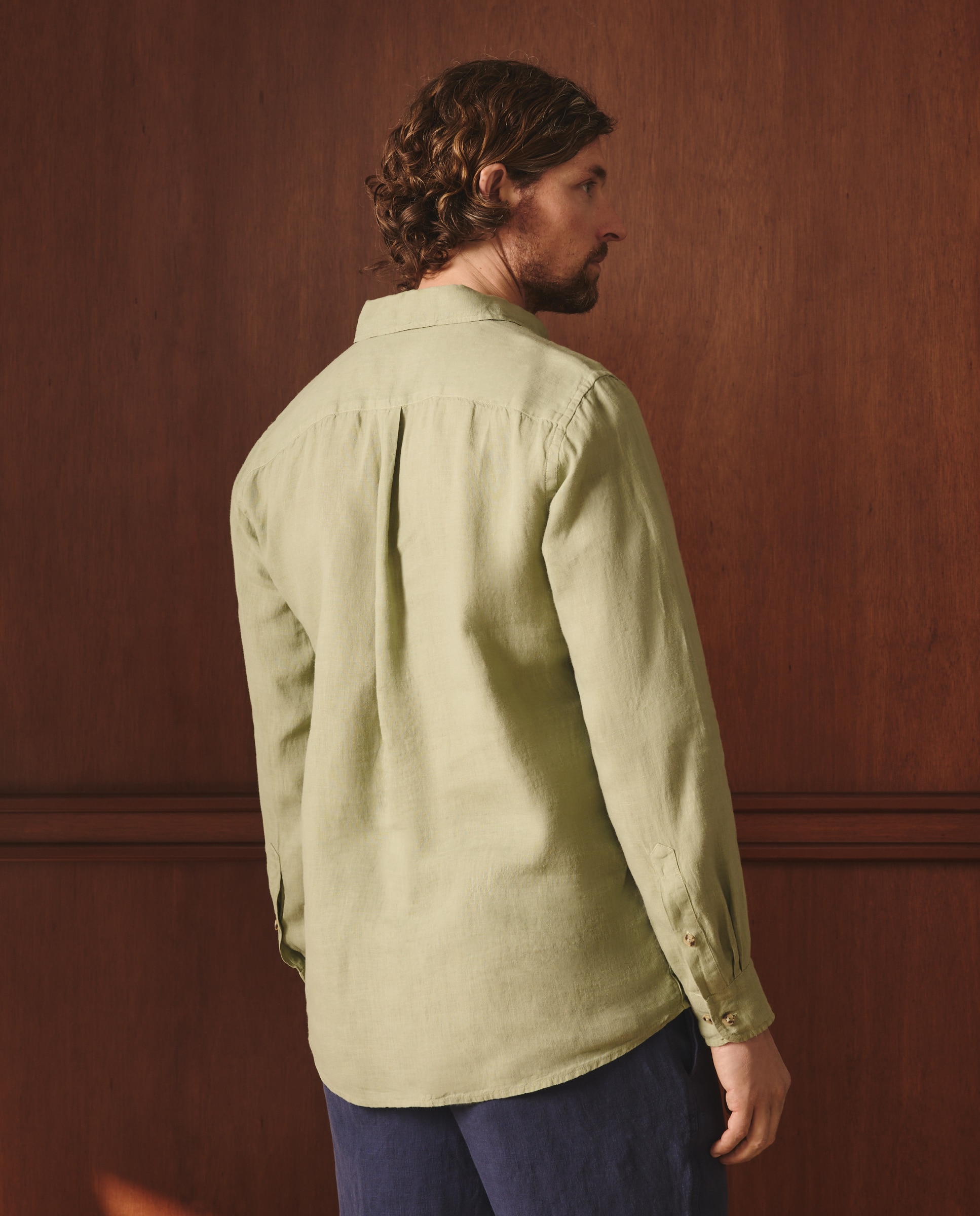 Camisa Classic Fit de Linho Verde-claro-3